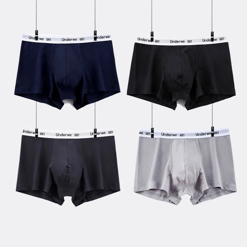 

Underwear Men Men's Pure Color Cotton Basic Boxer Briefs Breathable and Soft Underpants трусы мужские
