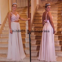 two piece dresses a line chiffon women evening party gowns hand made flowers long prom dresses