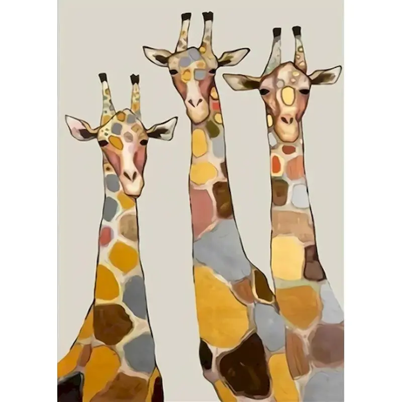 

GATYZTORY 60×75cm DIY Painting By Numbers For Adults Kids Three Giraffes Animals HandPainted Oil Painting Kill Time Home Decor