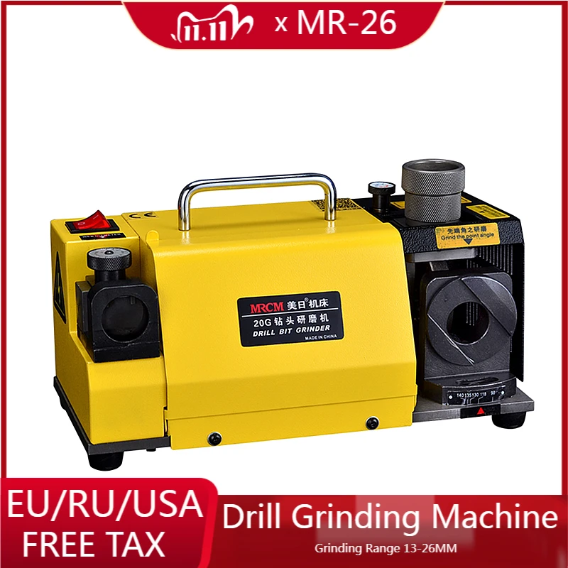 

MR-26 Drill Bit Grinding Machine 13~26mm Drill Bit Sharpener Grinder Twist with CBN Wheel MRCM Brand for HSS Drill Bits