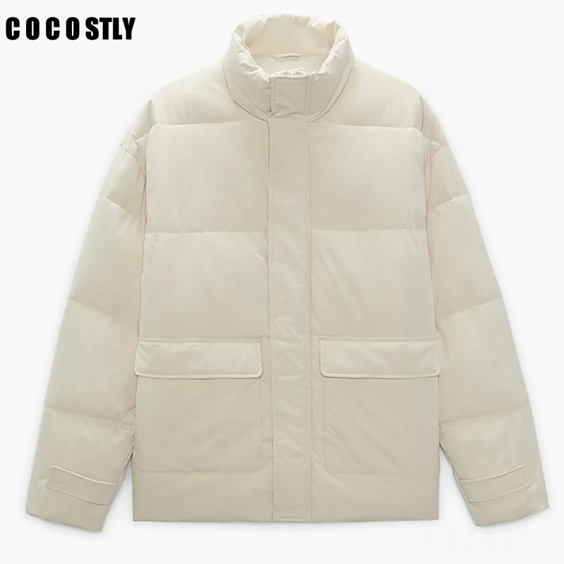 

2022 Winter New Jacket Men Parkas Thicken Warm Coat Harajuku Puffer Bubble Solid Coats Fashion Casual Padded Clothes Streetwear