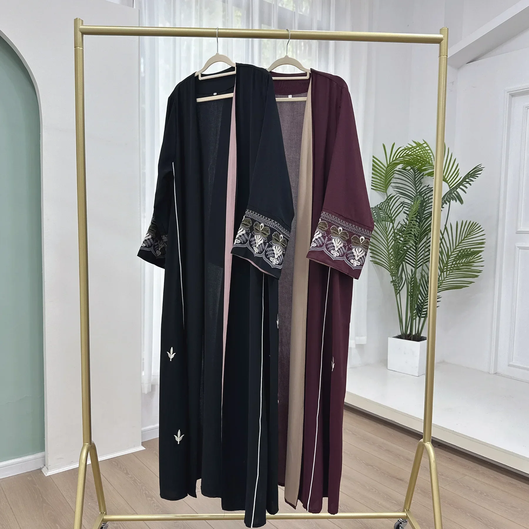 Женская открытая абайя с вышивкой роскошный Дубайский кардиган мусульманские