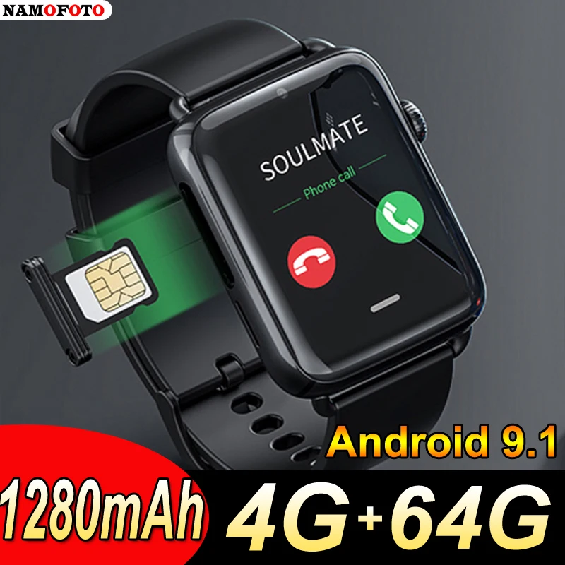 

NAMOFOTO 4G Smart Watch GPS 1280mAh 4GB 64GB 1.88 Inch Android 9.1 5MP HD Cameras Wi-Fi Sports Fitness Tracker Men Smartwatch