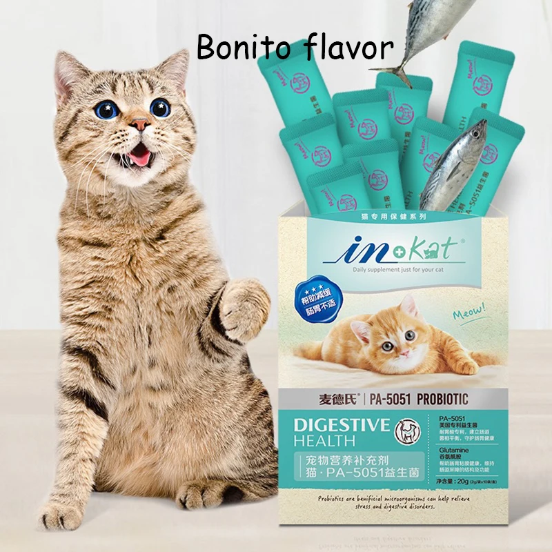 

10 Bags/Box Bonito Flavor PA-5051 Professional Probiotics Nutritional Supplements for Cats Improve Gastrointestinal