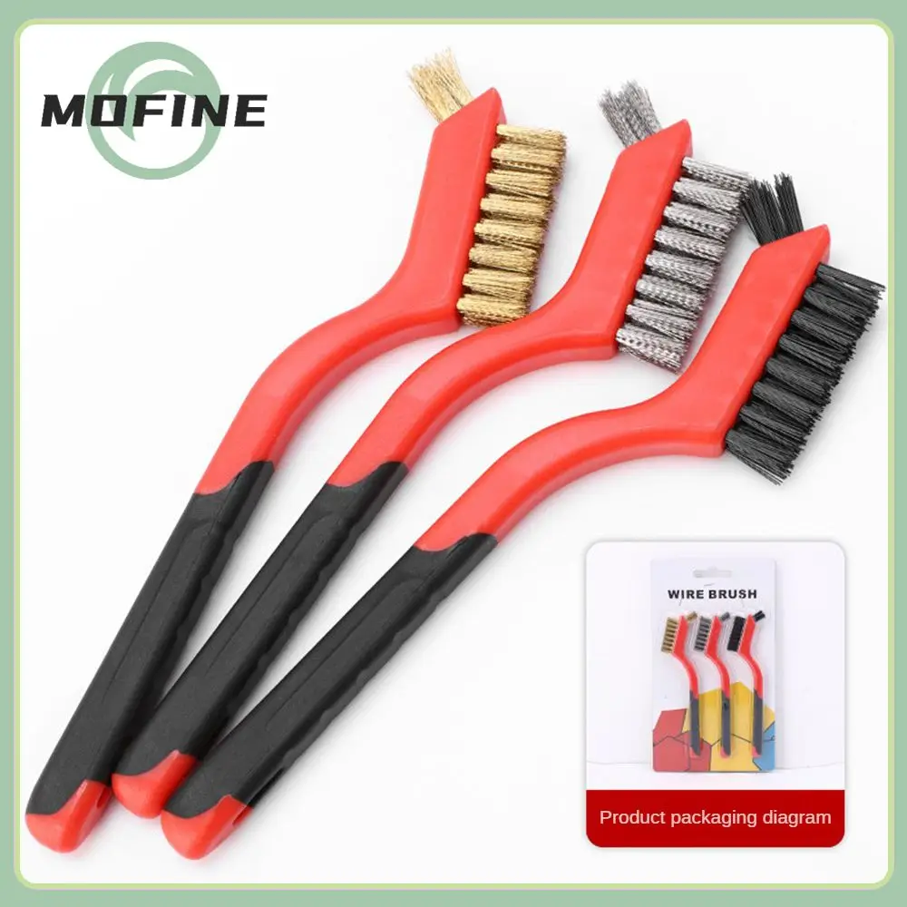 

1pcs Plastic Handle Car Double-sided Brush Stainless Steel Wire Wire Brush Rust Removal Cleaning Brush Household Cleaning Tools
