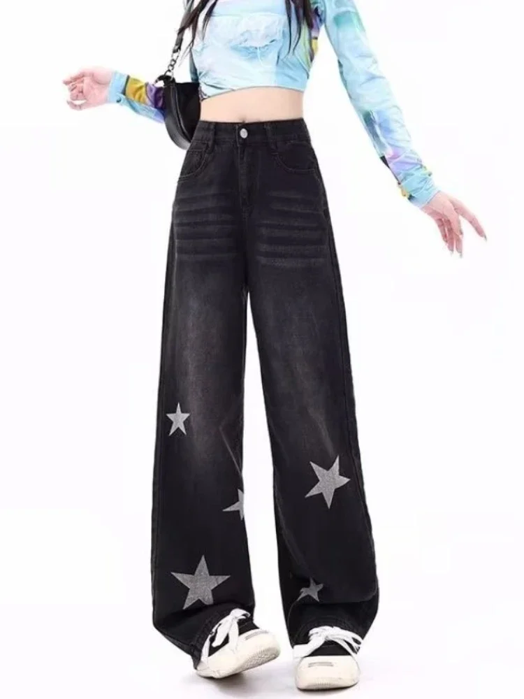 Джинсы со звездным дизайном женские осенние американские ретро пряные уличные