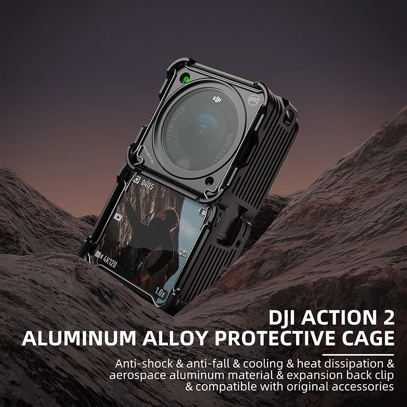 

For DJI Action 2 Camera Aluminum Alloy Protective Host Rabbit Cage Anti-shock Anti-fall Heat Dissipation Expansion Clip Clamp