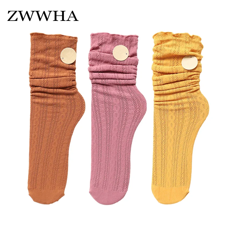 

3 Pairs / Lot Socks For Women Fashion Spring Summer Hollow Out Solid Color Soft Cute Long Women's Socks Crew Mesh Socks For Girl