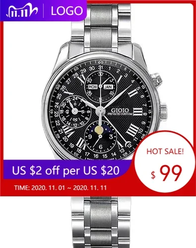 Роскошные мужские автоматические механические часы из нержавеющей стали с