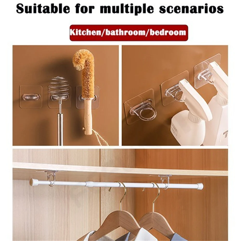 

Round Hook Ring Type Adhesive Wall Hook Strong Transparent Wall Storage Sucker Curtain Rod Hook Free Punching Curtain Bracket