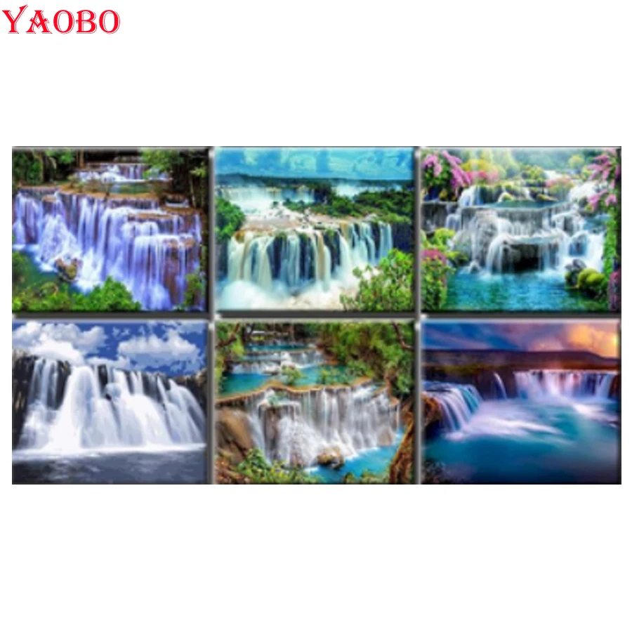 

Full Drill 5D DIY Diamond Painting Forest Waterfall Natural Scenery Rhinestones Embroidery Diamond Mosaic Cross Stitch Handmade