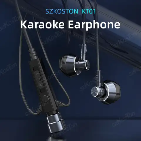 KT-01 HiFi проводные наушники с микрофоном, шумоподавляющие наушники-вкладыши, басовые наушники для игр, караоке, живой музыки