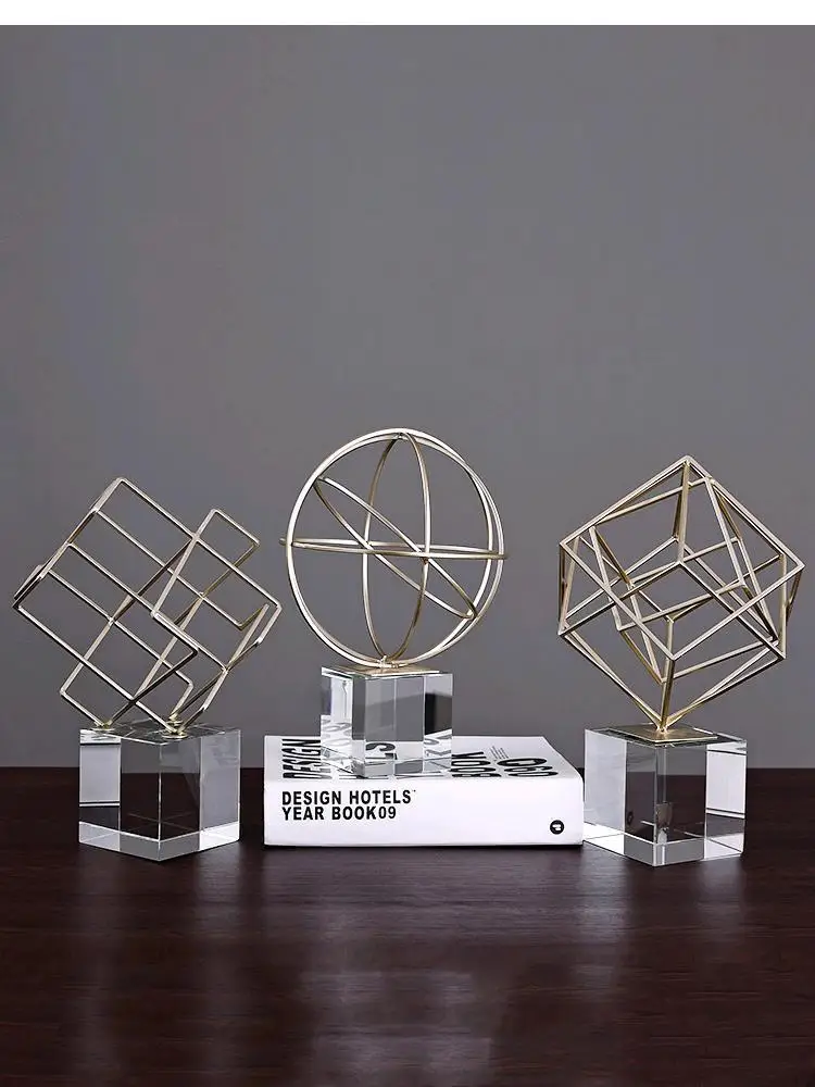 

Creative Home Decoration Ornaments Abstract Geometric Metal Ornaments Nordic Living Room Wine Cabinet Office Desktop Ornaments