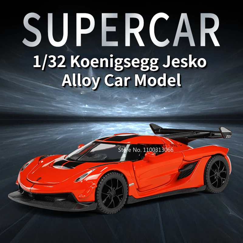 

1/32 Scale Alloy Car Model Toys Metal Diecasts Koenigsegg Jesko Vehicle Model with Sound Light Sport Car for Boy Collection Gift
