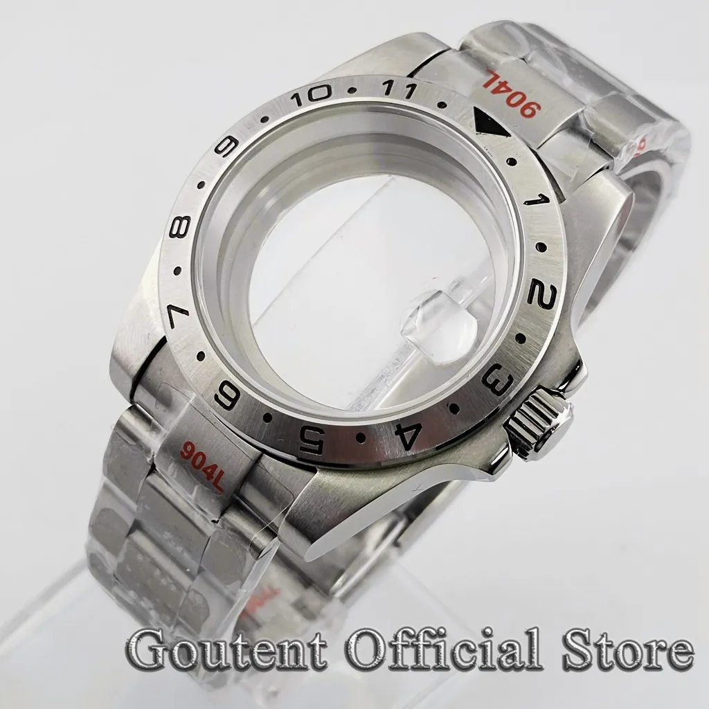 

40mm Goutent Silver Watch Case Strap For NH35 NH36 DG2813/3804 Miyota 8215 821A ETA 2836,ETA2824 PT5000 Seagull ST2130 Movement
