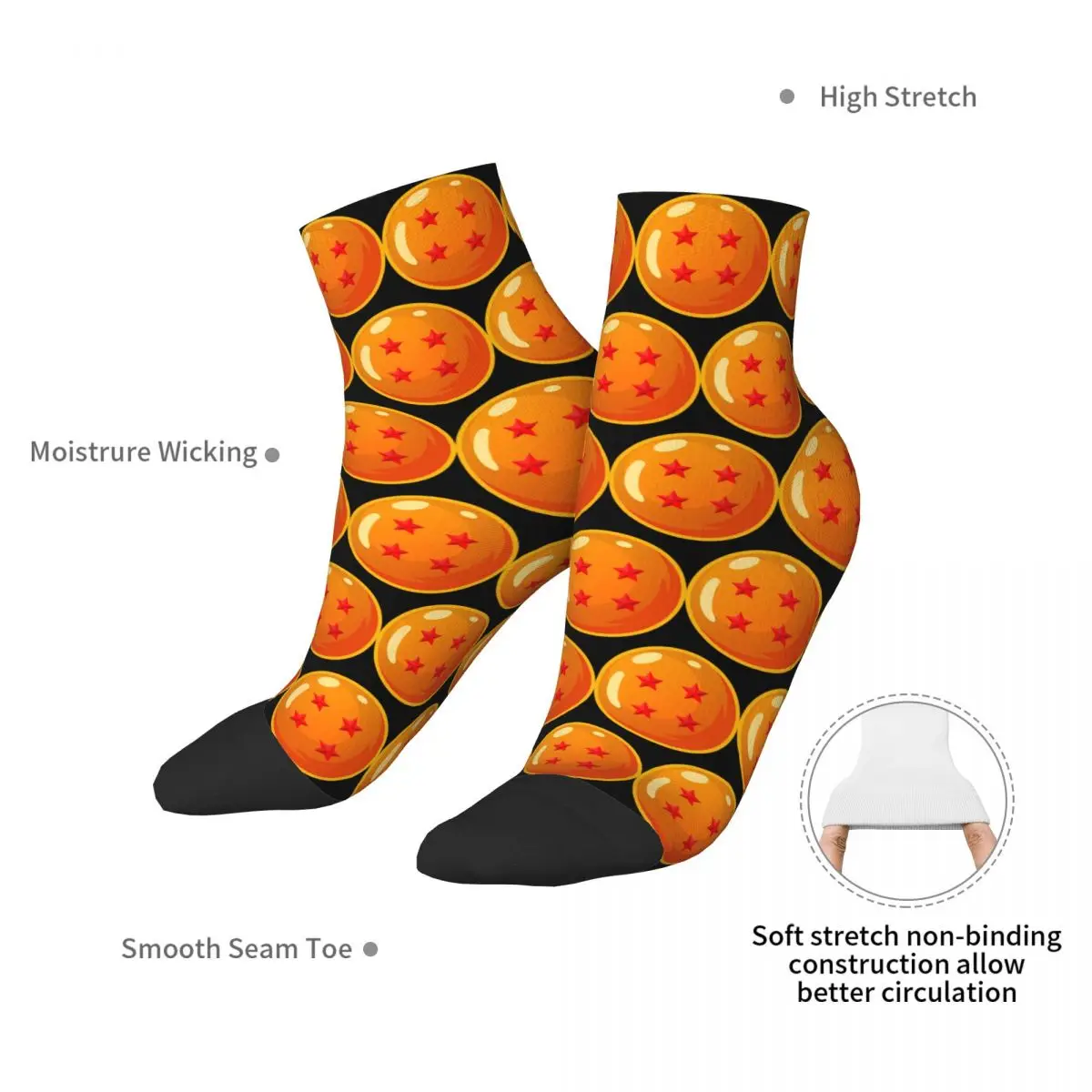 DBZ - Four Star Dragonball Socks Harajuku Sweat Absorbing Stockings All Season Accessories for Unisex Christmas Gifts