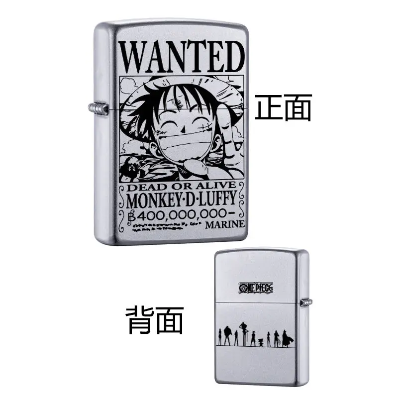 

Bandai Anime One Piece Naruto Frosted Kerosene Retro Lighter Carved Pure Copper Gift High-value Cartoon Lighter Festival Liu Wei