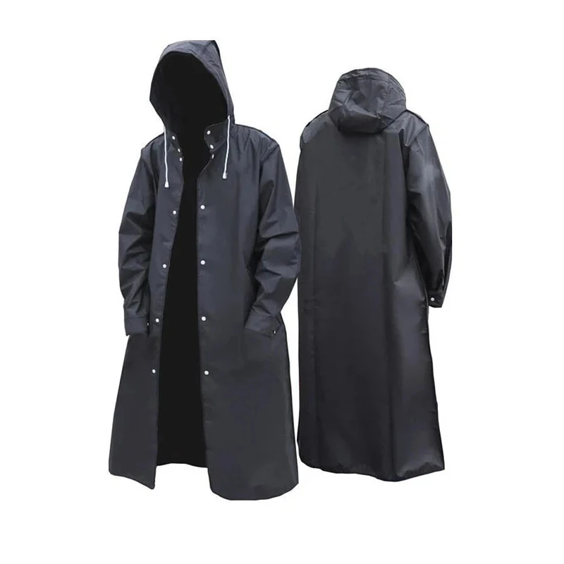 Women Women's Men's Raincoat Impermeable Rainwear Men Eva Black Thicken Hooded Rain Coat Poncho