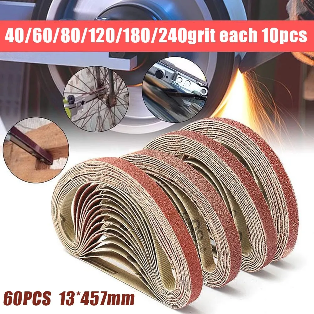 

60pcs Sanding Belts 13x457 MM 40/60/80/120/180/240Grit For Black&Decker Sander File Belt Set Abrasive Tools Accessories