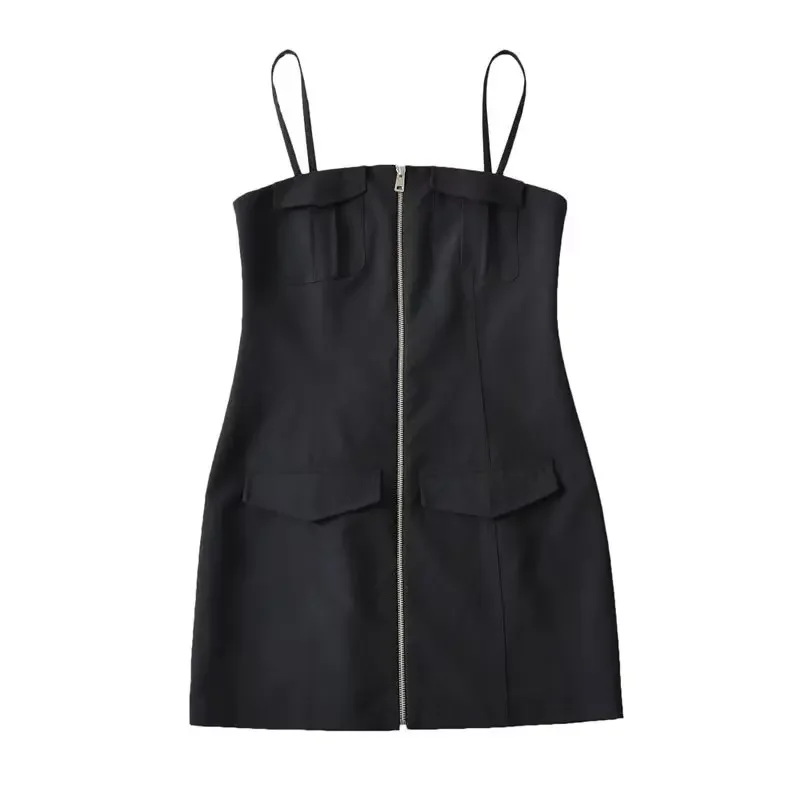 Пикантное приталенное облегающее укороченное платье на молнии Женская одежда в