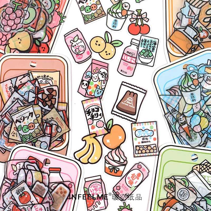 

40pcs/bag Cute Food Fruit Stickers Cartoon Kawaii Dim Sum Stationery Sticker Decorative Shorthand Book Scrapbook Diary Aesthetic