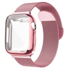 Магнитная Петля + чехол для Apple Watch band 44 мм 40 мм, металлический ремешок для iWatch band 41 мм 45 мм, браслет correa apple watch Series SE 6 4 3 7