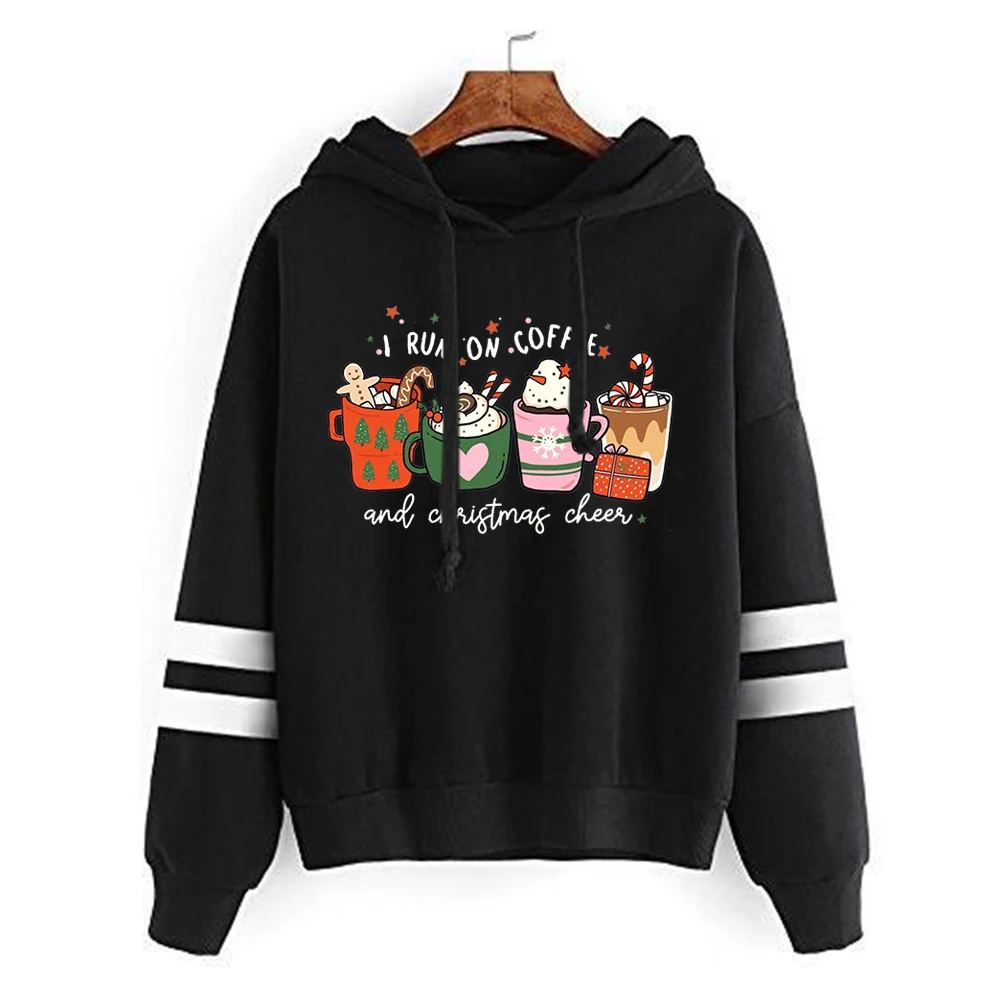 

I Run on Coffee and Christmas Cheer Hoodie Funny Christmas Sweatshirt Cute Christmas Hoodies Coffee Christmas Kawaii Clothes M