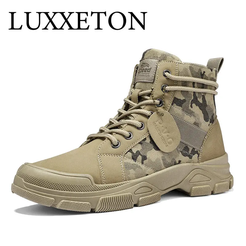 

Men High Quality Canvas Boots Lace-up Motorcycle Fashion Casual Waterproof Non-slip British Short 2022