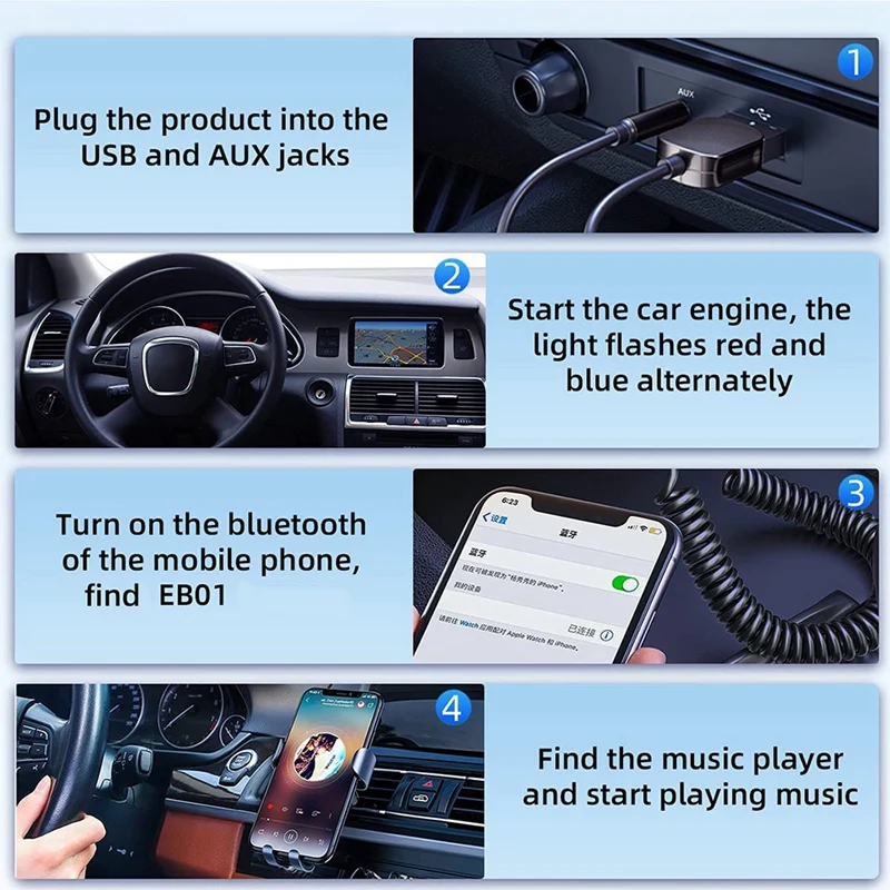 Bluetooth-адаптер Aux с USB на гнездо 3 5 мм автомобильный аудио Bluetooth 0 комплект громкой