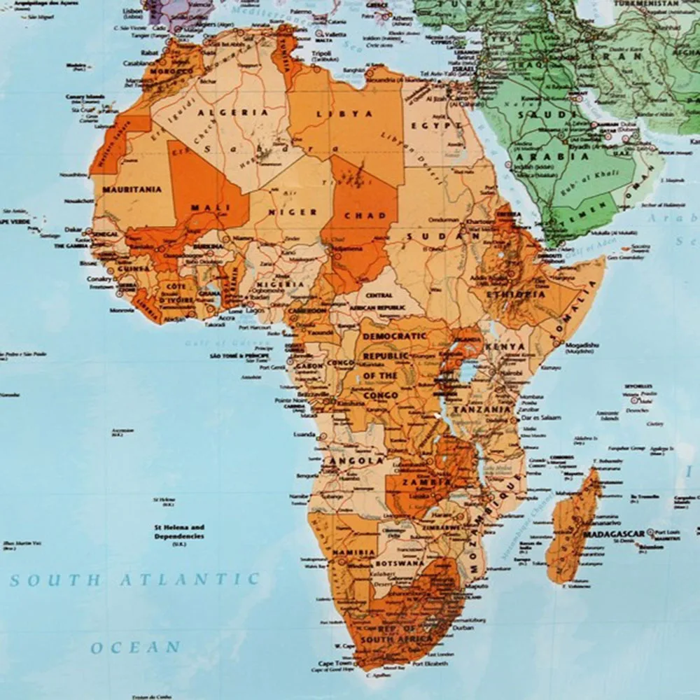 Настенная Наклейка с картой мира 100x70 см большая карта плакат флагами страны