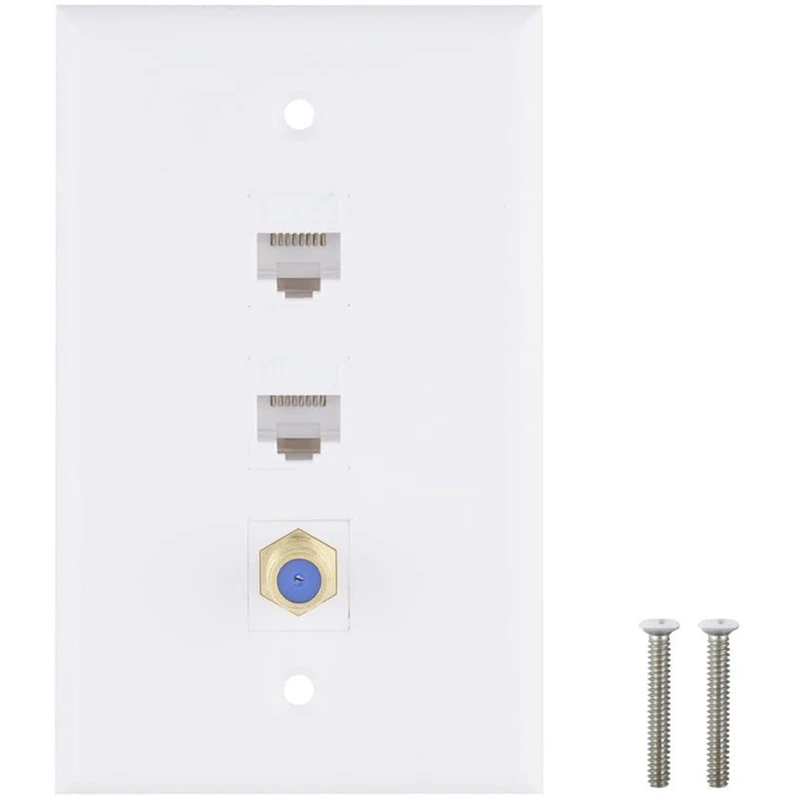 Ethernet Coax настенная пластина 2 порта Cat6 RJ45 Keystone и 1 порт F-типа коннектор Женский к