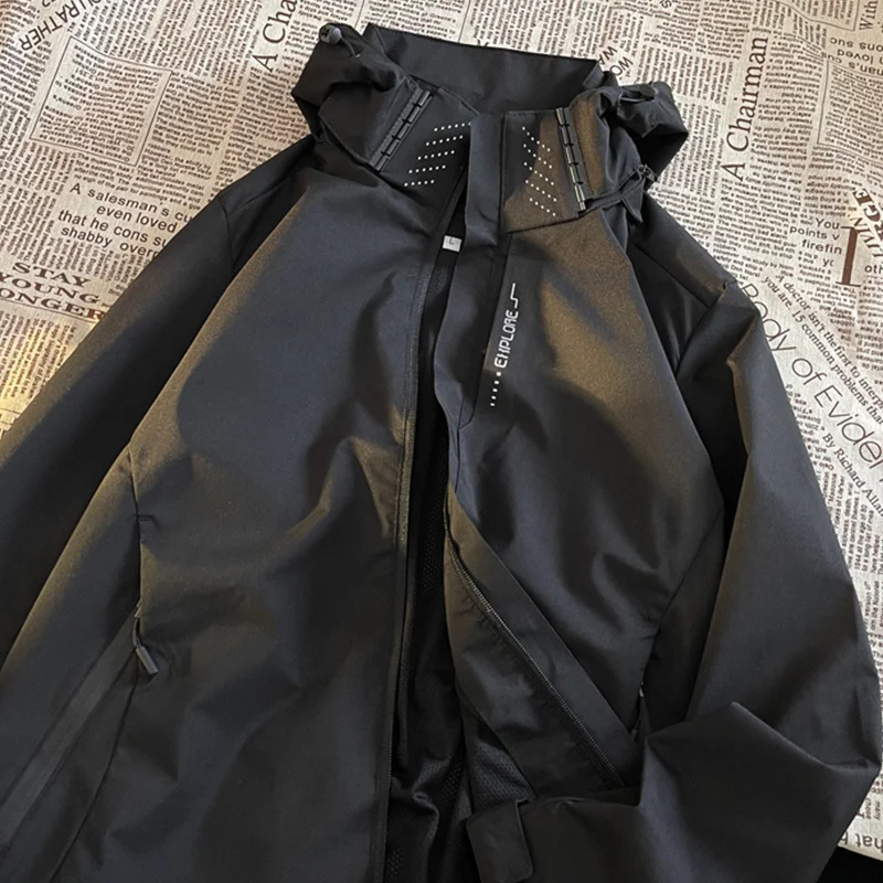

American High-Collar Hooded Workwear Jacket Men And Women In The 2023 Autumn And Winter New Couples Functional Windbreaker Coat