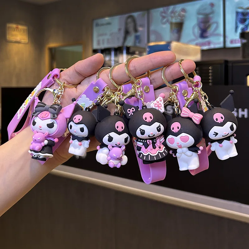 

Cute Cartoon Sanrio Kuromi Pendant Keychain Car Keyring Mobile Phone Bag Hanging Jewelry Kids Gifts Accessories