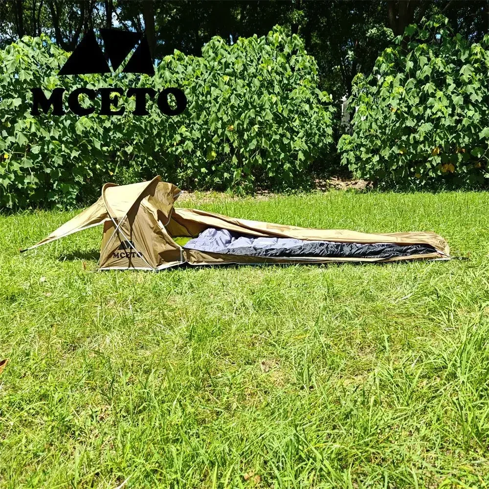 Фото Сверхлегкая палатка для одного человека, уличная палатка для спального мешка, портативный походный рюкзак, палатка, 4-сезонный туннель №2