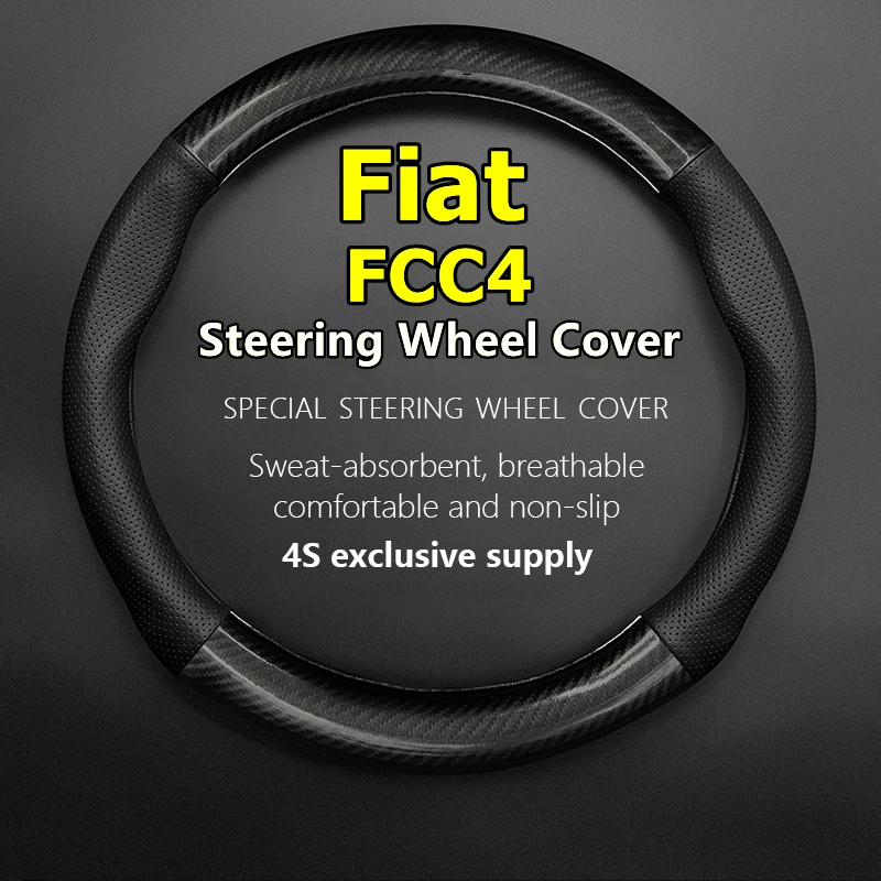 

For Fiat FCC4 Steering Wheel Cover Leather Carbon Fiber 2014 2015 2016
