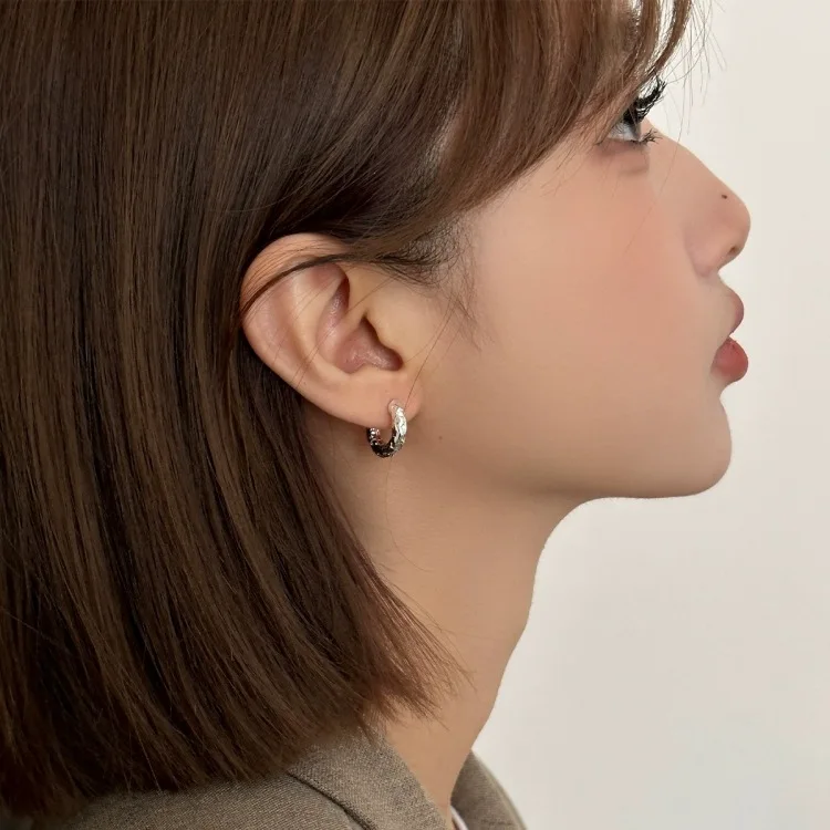 Серьги-кольца женские геометрической формы из серебра 925 пробы