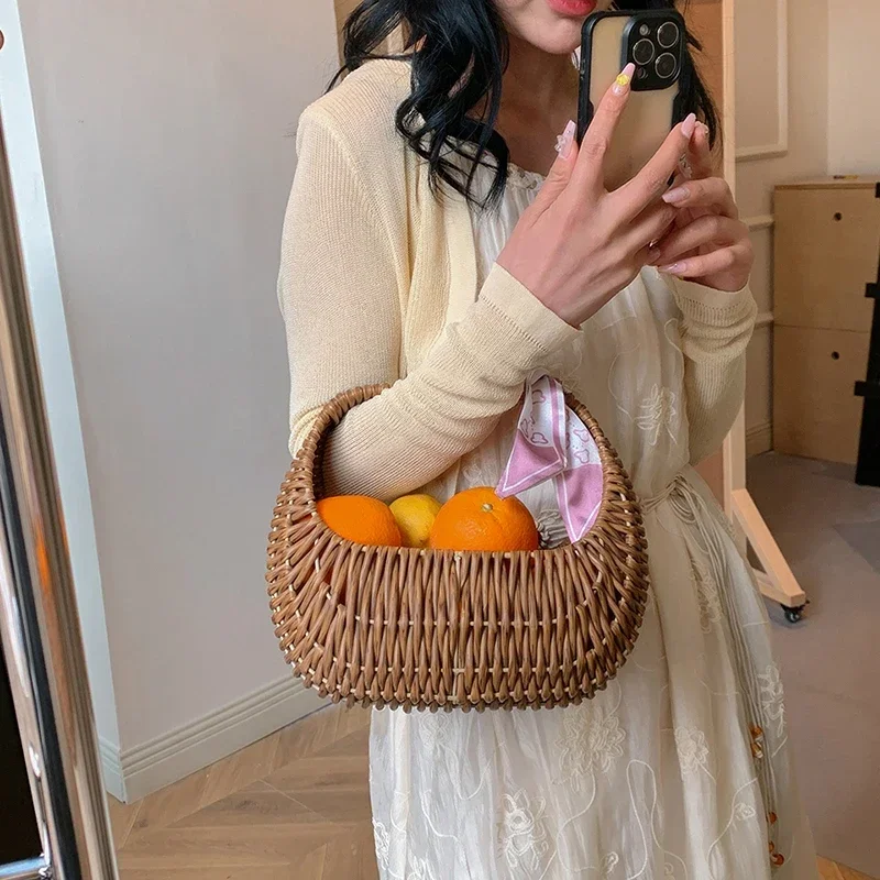 Женская соломенная сумка ручной работы в стиле ретро из рафии