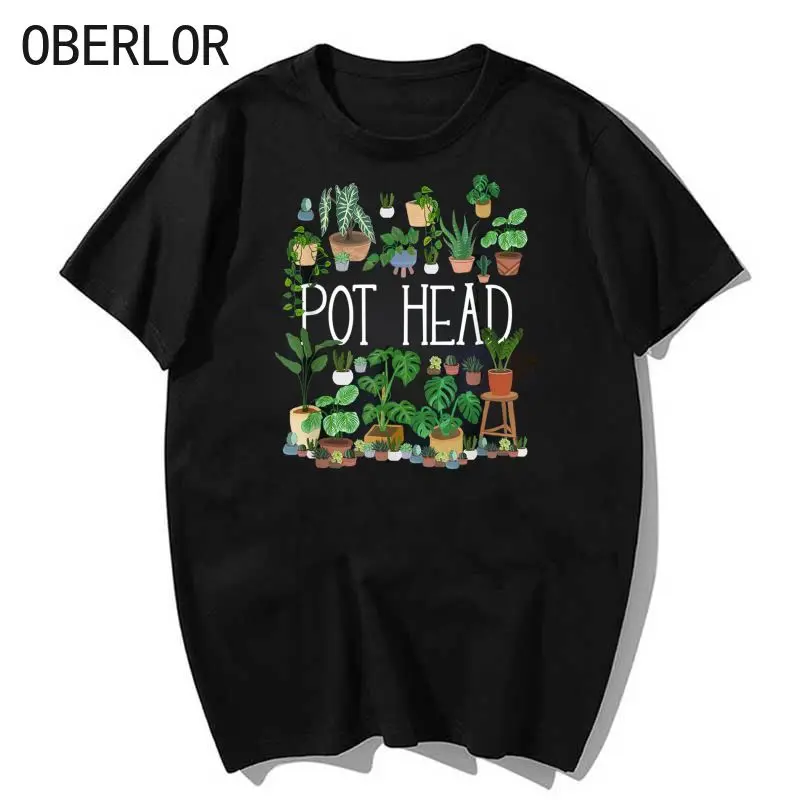 

Трендовая Повседневная футболка в горшке для любителей садоводства, женская черная одежда, хлопковые футболки