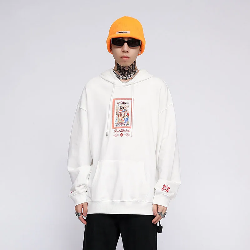 

New Hoodies Sweatshirt Mens Pattern Letter Printed Hip Hop Oversize Cotton Hooded Pullovers Unisex Spring Autumn Streetwear Tops