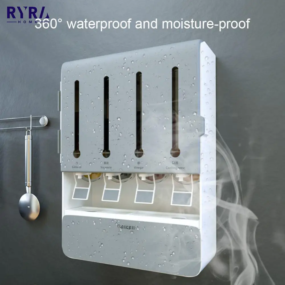 

Multi-functional Condiment Storage Box Spice Rack No Punching Wall Mounted Kitchen Shelf Large Capacity Seasoning Box Gadgets