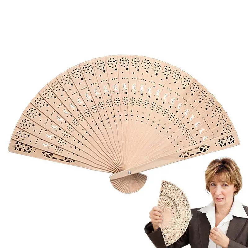 

Деревянный складной веер ручная резьба веер в китайском стиле Свадебные сувениры искусственный сандаловый веер для рук Украшение