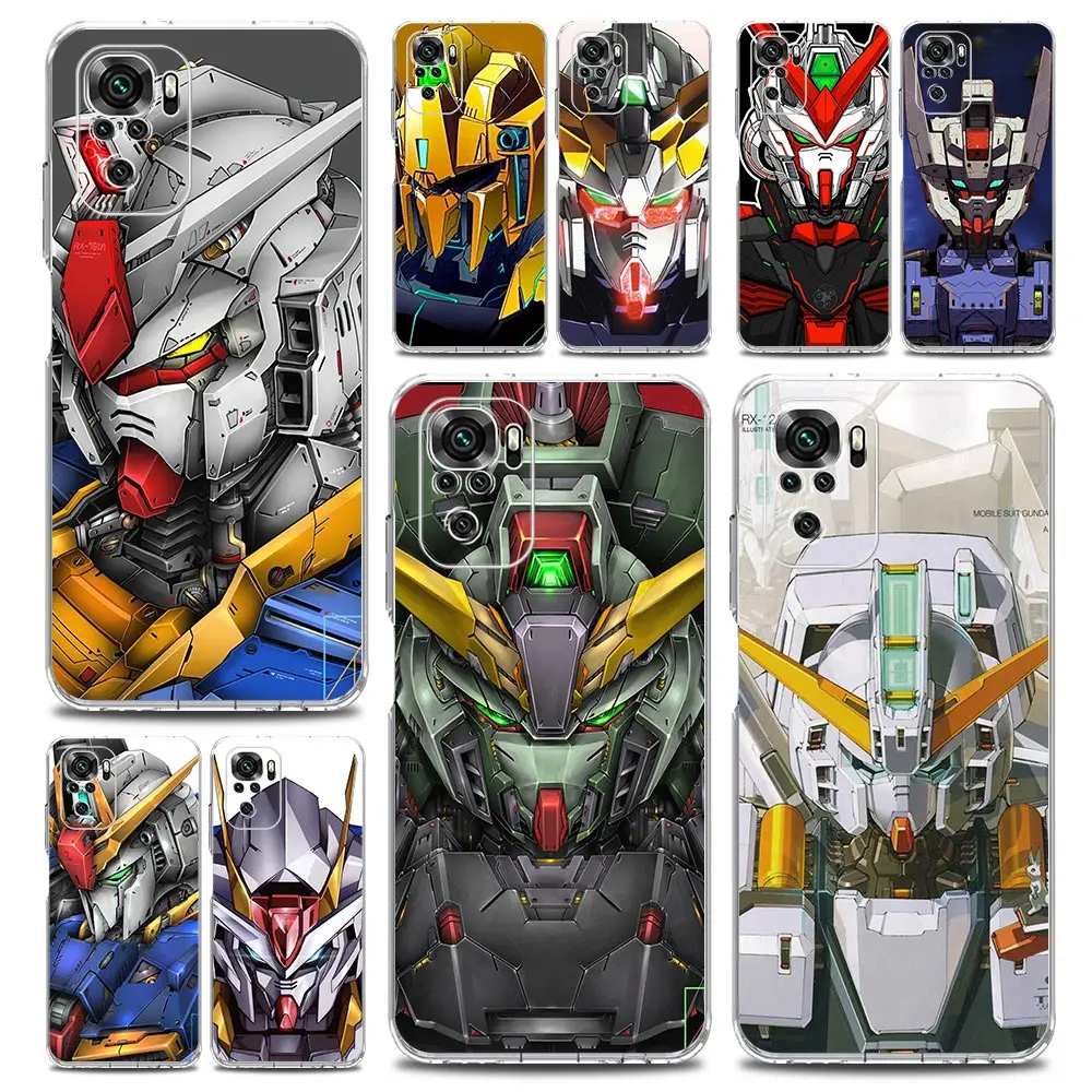 

Gundam Cartoon Fashion Phone Case For Xiaomi Redmi Note 11 9S 9 8 10 Pro 7 8T 9C 9A 8A K40 Pro 11T 5G Silicone Clear Cover Coque