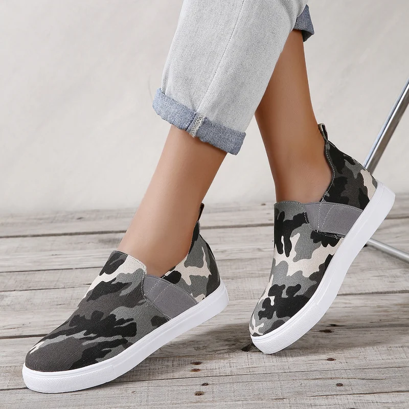 

2021 New Shoes for Women Fashion Leopard Internal Increase Sneakers Women Elastic Band Low Plus Size Platform Shoes