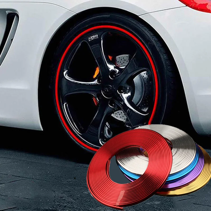 

8m/Roll Rim Car Car Color Rim Protector Decorative Strip Tire Protection Line Car Wheel Sticker Rubber Molding Decorative Strip