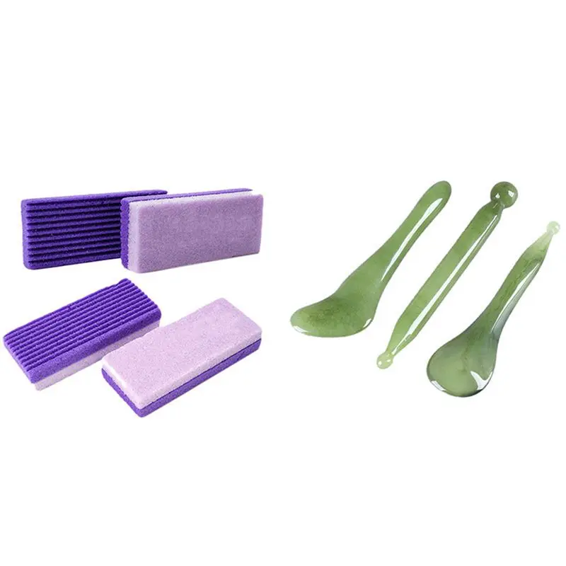 

1/3Pcs Massage Gua Sha Scraping Board Body Care Massage Tool With 4Pcs Foot Pumice Sponge Stone Pedicure