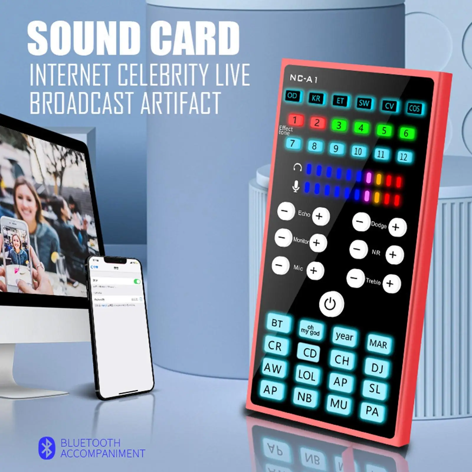 

Phone Voice Changer 12 Sound Effects Live Sound Card for Studio Recording PC Home