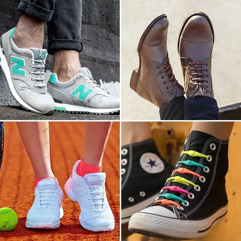 

12pcs Silicone Shoelaces Round Elastic Shoe Laces Special No Tie Kids Adult All Sneakers Leather Flat Shoes All Strap ShoeLace