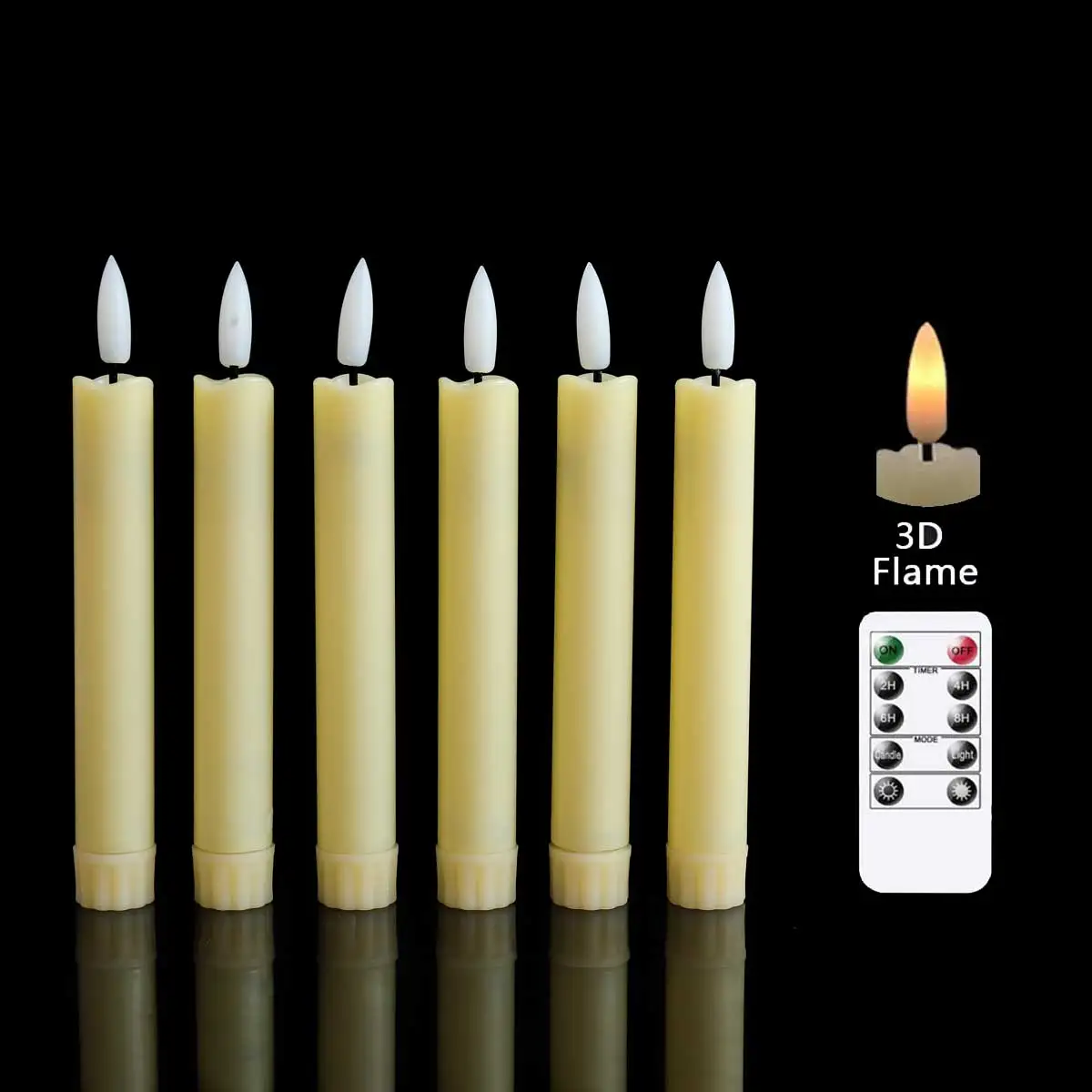 

Упаковка из 6 Бежевых/белых светодиодный светодиодных конусных декоративных свечей с дистанционным управлением, поддельные светодиодный светодиодные свечи на батарейках для быстрого месяца