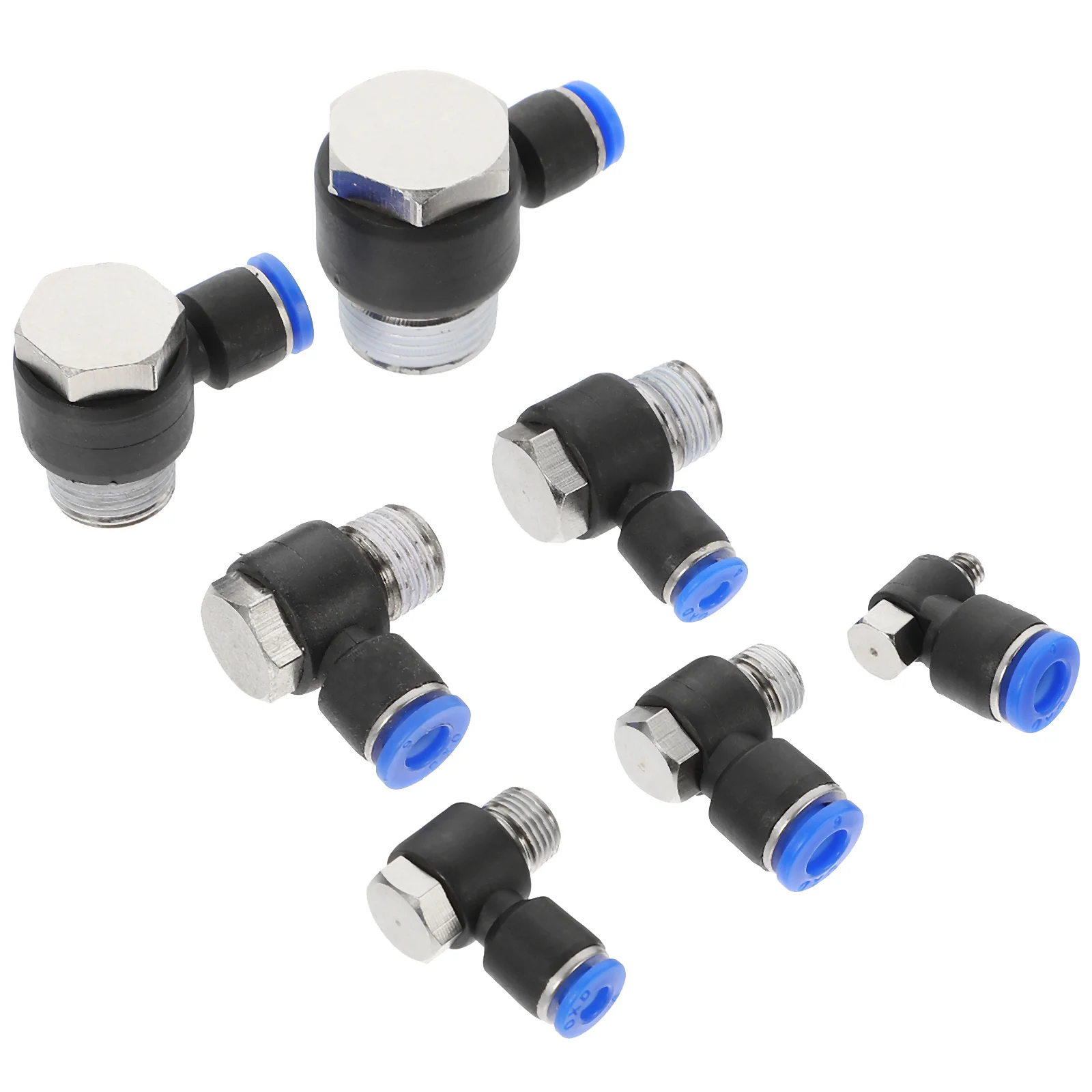 

7 Pcs Pneumatic Tube Crimp Connectors Fittings Adapter Plastic Crimp Elbow Male Abs Coupler Reducer