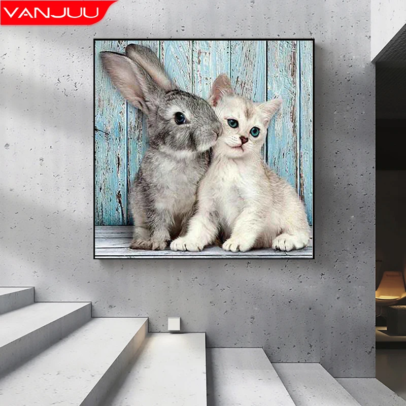 

Animal 5D Diamond Painting Full Drill Rabbit Diamond Mosaic Animal Diamond Embroidery Kits DIY Rhinestones Home Decor Gift